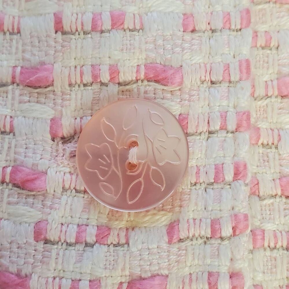 Vintage JG Hook Tweed Blazer Women's Pink Cream Textured Woven Career Preppy Jac - Picture 10 of 11